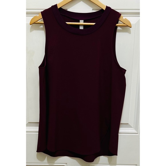Athleta Tops - Athleta Tank Top Sleeveless Burgundy Ribbed Trim Casual Athletic Blouse Womens